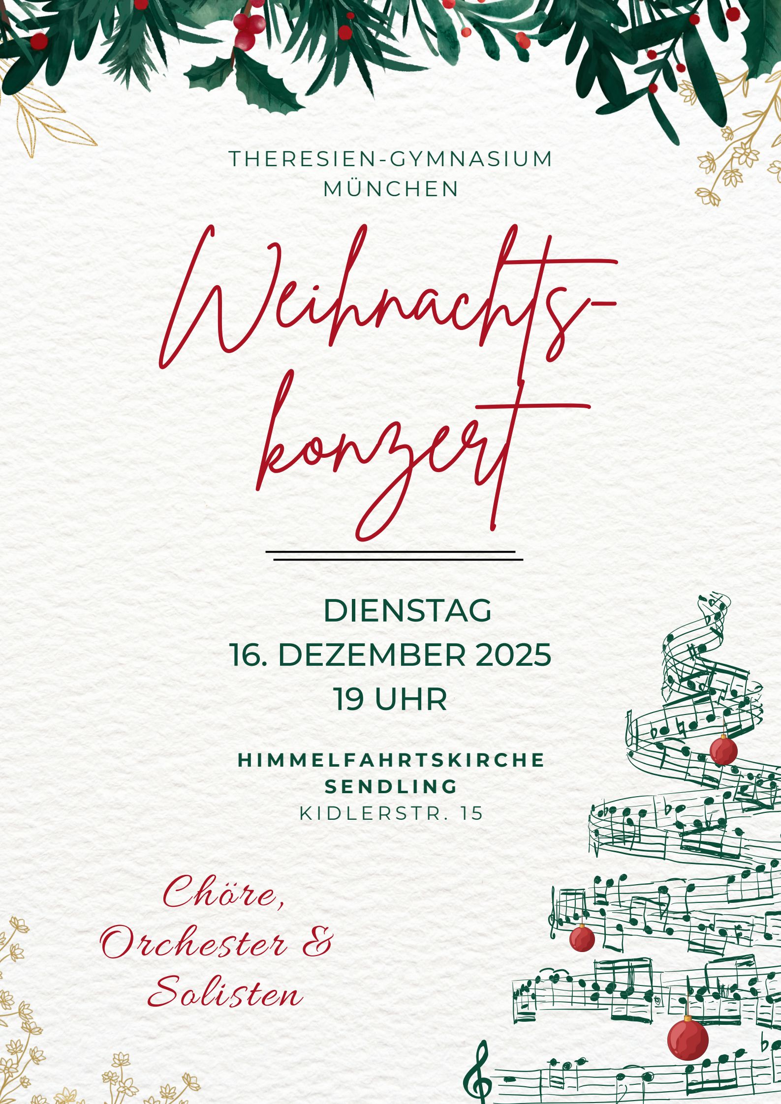 Plakat Weihnachtskonzert ThG 2025